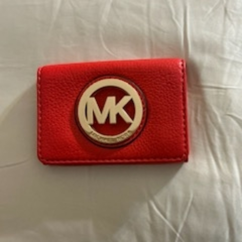 MICHAEL Michael Kors Red Gold Key Card Holder